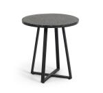 Mesa redonda Tella terrazo negro y patas de acero Ø 70 cm