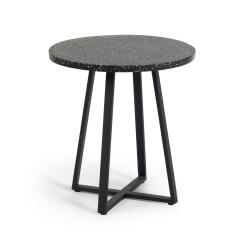 Mesa redonda Tella terrazo negro y patas de acero Ø 70 cm