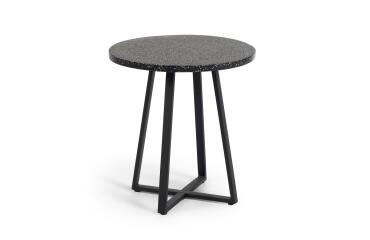Tella ronde terrazzo tafel in zwart met stalen poten Ø 70 cm