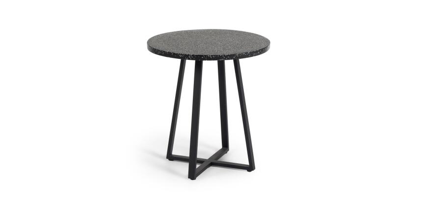 Mesa redonda Tella terrazo negro y patas de acero Ø 70 cm