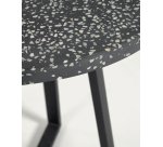 Mesa redonda Tella terrazo negro y patas de acero Ø 70 cm