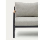 Ensemble d'extérieur Aiguafreda canapé 2 places, 2 fauteuils, table basse aluminium gris bois acacia