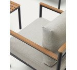 Ensemble d'extérieur Aiguafreda canapé 2 places, 2 fauteuils, table basse aluminium gris bois acacia