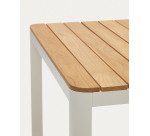 Mesa 100% exterior Bona madera maciza de teca y aluminio con acabado blanco 200 x 100 cm
