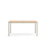 Table 100 % d'extérieur Bona bois de teck massif et aluminium finition blanche 160 x 90 cm