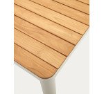 Table 100 % d'extérieur Bona bois de teck massif et aluminium finition blanche 160 x 90 cm