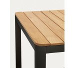 Table 100 % d'extérieur Bona bois de teck massif et aluminium finition noire 200 x 100 cm
