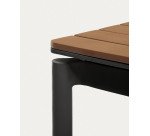 Table d'extérieur extensible Canyelles - bois - pieds métal noir mat 180(240) x 100 cm