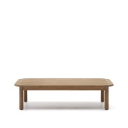 Table basse 100 % d'extérieur Sacova en bois d'eucalyptus massif 140 x 89 cm