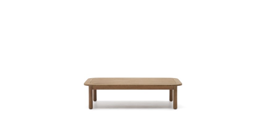 Table basse 100 % d'extérieur Sacova en bois d'eucalyptus massif 140 x 89 cm