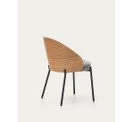 Chaise Eamy gris clair placage de frêne naturel et métal finition noire