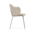 Yunia chair in thick seam beige corduroy with steel legs