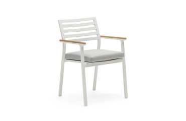 Outdoor chair Bona - aluminum - solid teak wood armrests