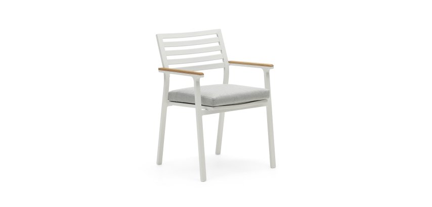 Chaise d'extérieur Bona - aluminium - accoudoirs en bois de teck massif