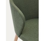 Chaise Darice en tissu chenille vert et bois de hêtre, finition naturelle FSC 100 %