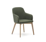 Chaise Nelida en tissu chenille vert et bois de hêtre, finition naturelle