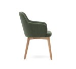 Chaise Nelida en tissu chenille vert et bois de hêtre, finition naturelle