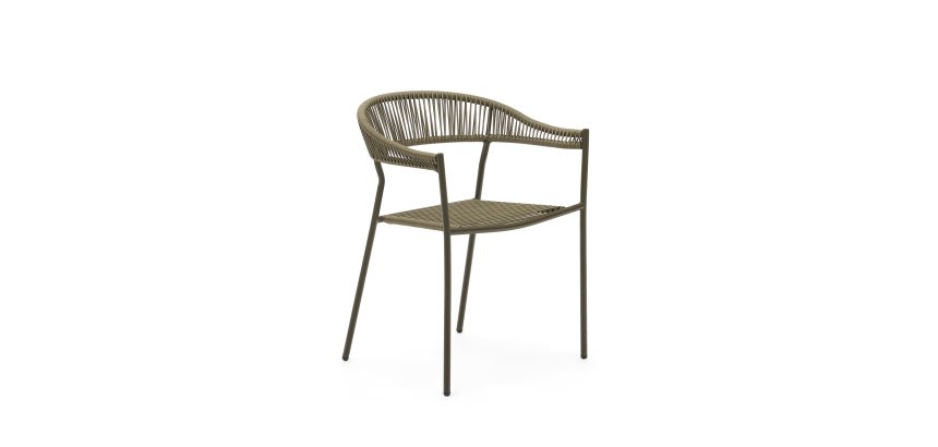 Futadera outdoor chair in green synthetic cord and green painted steel
