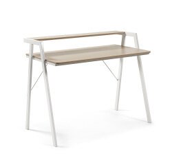 Escritorio Aarhus melamina acabado natural patas de acero acabado blanco 115 x 60 cm