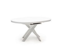 Tabelle Vashti rund aus Glas-MDF und weißen Beinen Ø 120 (160) cm.
