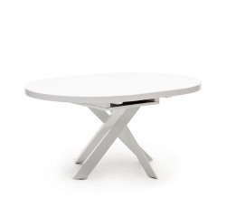 Table Vashti round glass MDF and white legs Ø 120 (160) cm