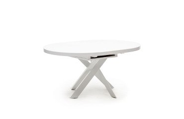 Table Vashti round glass MDF and white legs Ø 120 (160) cm