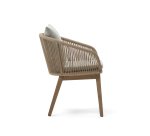 Portalo stoel met beige touw en massieve acaciahouten poten