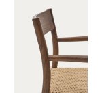 Chaise Yalia en bois de chêne avec finition noyer et siège en corde