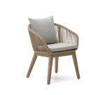 Portalo stoel met beige touw en massieve acaciahouten poten