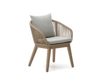 Portalo stoel met beige touw en massieve acaciahouten poten