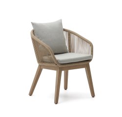 Portalo stoel met beige touw en massieve acaciahouten poten