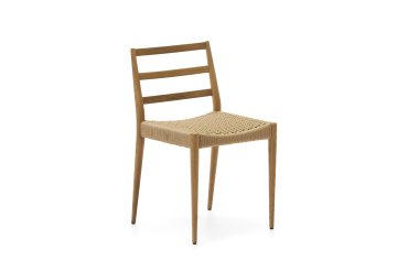 Chaise Analy en bois de chêne avec finition naturelle et siège en corde