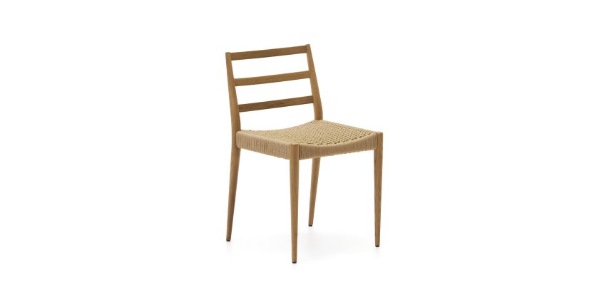 Chaise Analy en bois de chêne avec finition naturelle et siège en corde