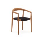 Chaise empilable Ydalia en teck massif, finition naturelle et corde noire