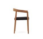Chaise empilable Ydalia en teck massif, finition naturelle et corde noire
