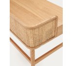 Araxi writing desk in veneer, solid ash wood and rattan 105 x 62 cm