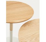 Watse set of 2 side tables in oak wood veneer and matte white metal, Ø 40 cm/Ø 48 cm