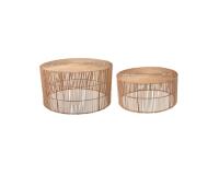 Elmima set of 2 coffee tables in 100% rattan with natural finish Ø 66 cm and Ø 55 cm