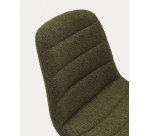 Tabouret  Zunilda en chenille vert foncé et acier avec finition noir mat hauteur 65 cm