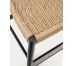 Nina stool made of solid acacia wood with black finish and beige rope height 62 cm