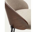 Tabouret Eamy marron clair placage de frêne finition wengué et métal noir hauteur 65 cm