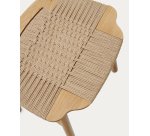 Enit stool made of beige paper cord and solid oak wood with natural finish, 43cm