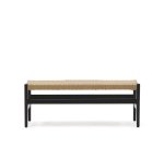 Banc Zaide en bois de chêne finition noire et assise en corde 120 cm