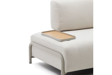 Plateau petit Compo en placage de chêne avec finition naturelle et structure en métal gris.