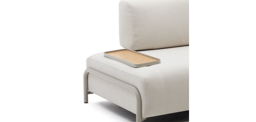 Plateau petit Compo en placage de chêne avec finition naturelle et structure en métal gris.