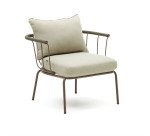 Sillón Salguer de cuerda verde y acero con acabado pintado marrón