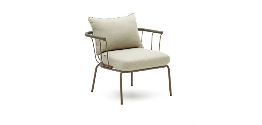 Fauteuil Salguer en corde et acier finition peinture marron