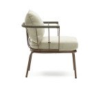 Sillón Salguer de cuerda verde y acero con acabado pintado marrón