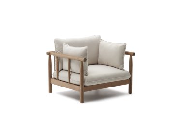 Fauteuil d'extérieur Sacova en bois d'eucalyptus massif