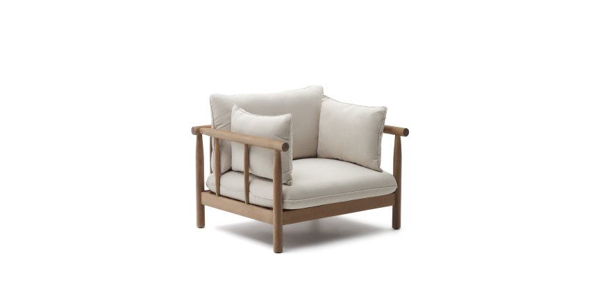 Fauteuil d'extérieur Sacova en bois d'eucalyptus massif